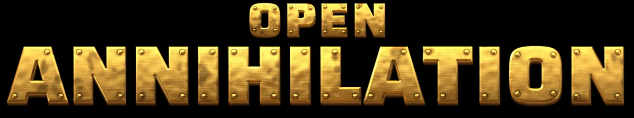Open Annihilationが公式プレスページで配布する金色のワードマーク。ゲーム画面ではありません。